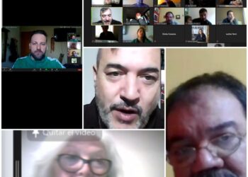 Fotos de los rostros de las y los presentes en la reunión.