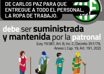 Pedido al Ejecutivo de Villa Carlos Paz por ropa de trabajo