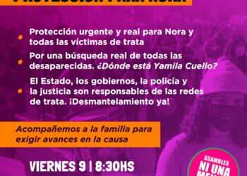ATE adhiere al reclamo de justicia por la joven Nora, víctima de trata de personas