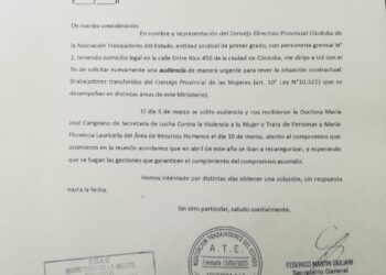 ATE solicitó audiencia con la ministra de la Mujer por los traslados de la Legislatura