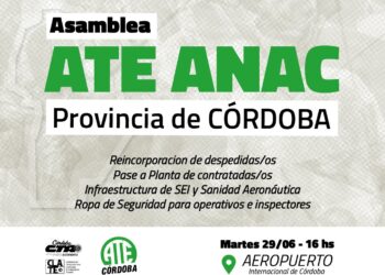 ANAC: asamblea y movilización frente al Aeropuerto Córdoba