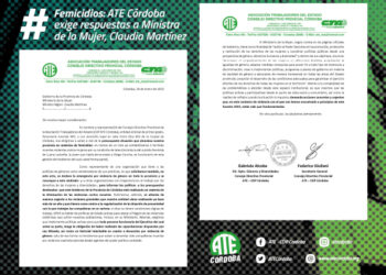 Femicidios: ATE Córdoba exige respuestas a Ministra de la Mujer, Claudia Martínez