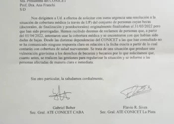 CONICET: ATE reclamó por la falta de cobertura a becarias y becarios