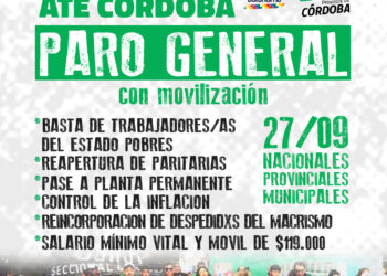 ATE va al Paro Nacional con Movilización el 27 de septiembre