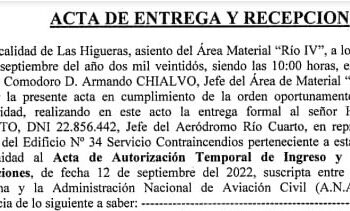 Área material Río Cuarto: convenio cede edificio a ANAC para uso de bomberos