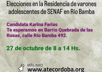 SENAF: votan mañana delegada en la Residencia para Varones Río Bamba