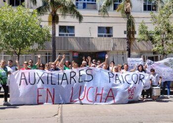 Educación: docentes y auxiliares escolares se movilizan por aumento,  reconocimiento laboral y contra los despidos