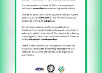 Auxiliares de la Educación de Elena en estado de alerta y movilización