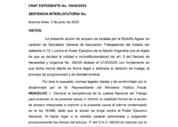 Amparo de ATE logra frenar el DNU antihuelga de Milei