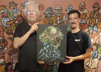 ATE Córdoba recibió una obra del artista Jorge Cuello como gesto de agradecimiento y compromiso con la lucha colectiva