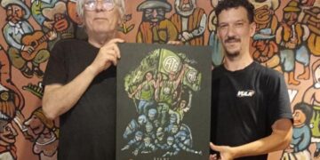 ATE Córdoba recibió una obra del artista Jorge Cuello como gesto de agradecimiento y compromiso con la lucha colectiva
